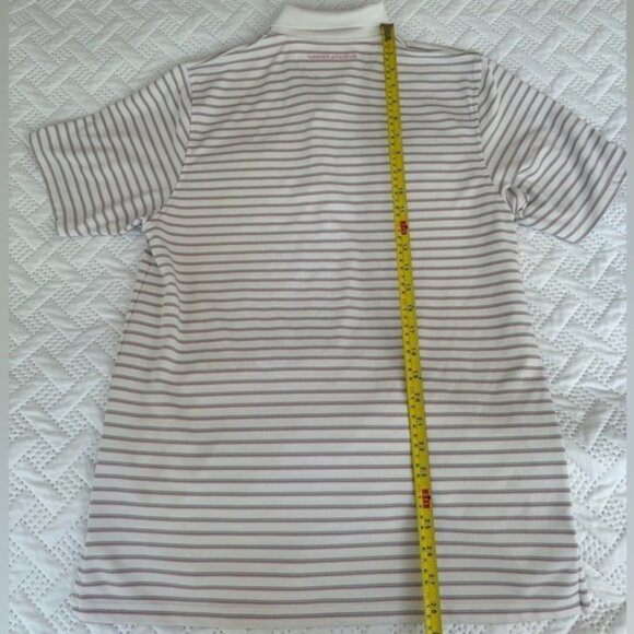 Under Armour White Striped Collared Golf Shirt Medium Breast Cancer Awareness - Picture 13 of 16